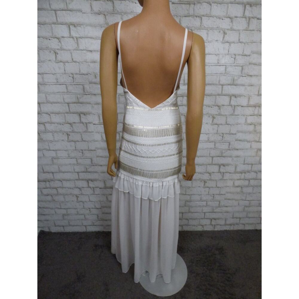 Tularosa White Beaded Chiffon Mermaid Maxi Dress 2 NEW - Picture 9 of 13